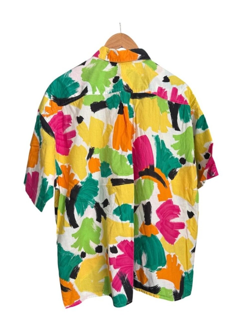 Vintage Esprit Sport 80s Abstract Print Button-Up Shirt Boxy Fit Cotton Large - Picture 2 of 10